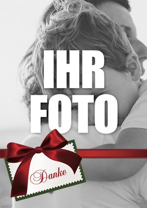 Dankeskarte mit Schleife und Ihrem Foto