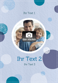 Karte mit Ihrem Foto und blauen Kreisen