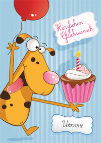 lustiger Hund mit Törtchen