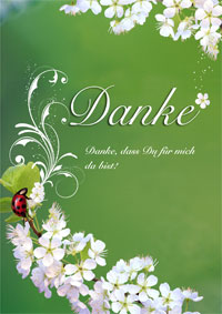 Danke mit Marienkäfer und Apfelblüten