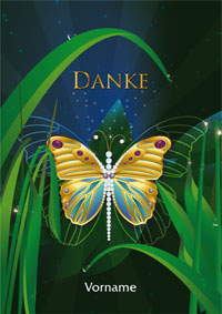 Danke mit goldenem Schmetterling