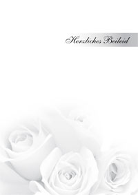 Herzliches Beileid mit weißen Rosen