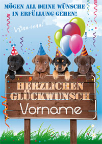 Glückwunsch mit Hundewelpen