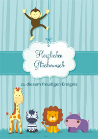 Niedliche Tiere gratulieren zur Geburt