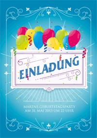 Einladungskarte mit Luftballons