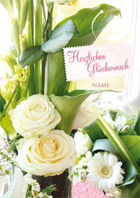Herzlichen Glückwunsch mit edlem Blumenstrauß