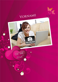 Ich liebe Dich, rosa Herzen und Schmetterlinge