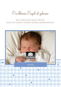 Ein kleiner Engel ist geboren (Geburtsanzeige Junge)