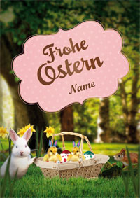 Osterhase mit Küken