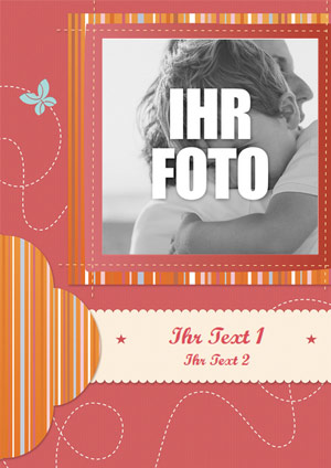 Karte in rosa und orange mit Foto