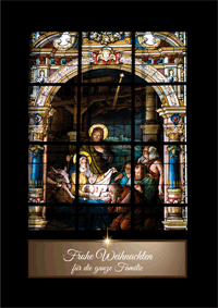 Kirchenfenster, religiöse Weihnachtskarte