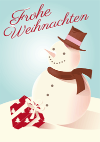 Weihnachtskarte Schneemann