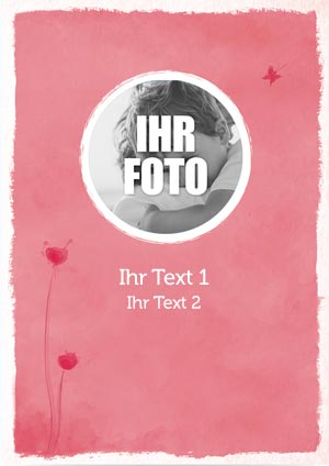 Rosa Karte mit Foto