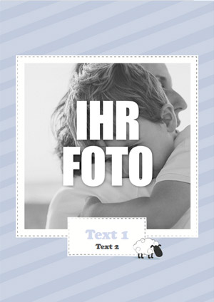 Gestreifte Karte mit Foto und Schaf