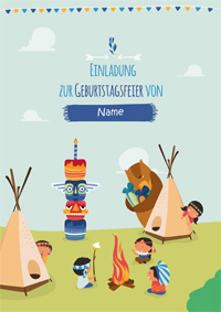 Einladungskarte Indianer