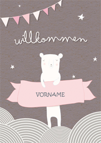 Willkommen! Babykarte mit niedlichem Bären