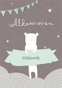 Willkommen! Babykarte mit niedlichem Bären