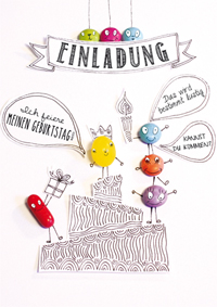 Lustige Einladungskarte mit Bonbons