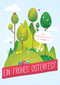 Osterkarte: Die Ostereiersuche