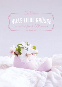 Viele liebe Ostergrüße, Osterkarte mit Blumen