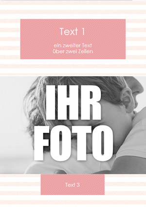 Gestreifte Karte mit Foto (rosa)