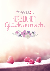 Glückwunschkarte mit Himbeeren