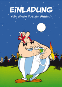 Einladungskarte mit Obelix